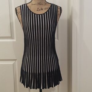 White House Black Market Women Striped Knit Top | Medium | Black/White